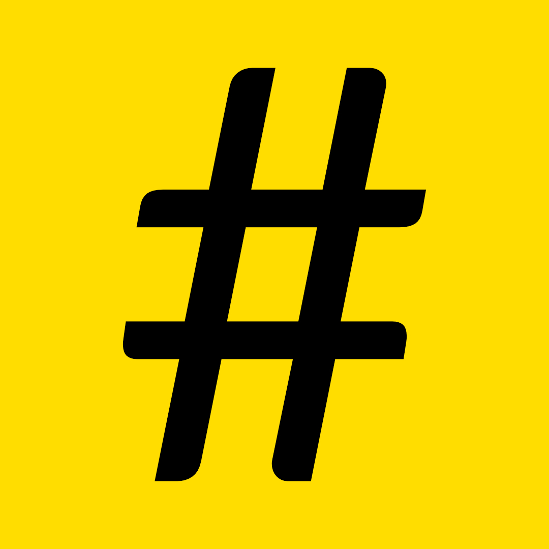 Graphic with hashtags or a stylised theatre sign